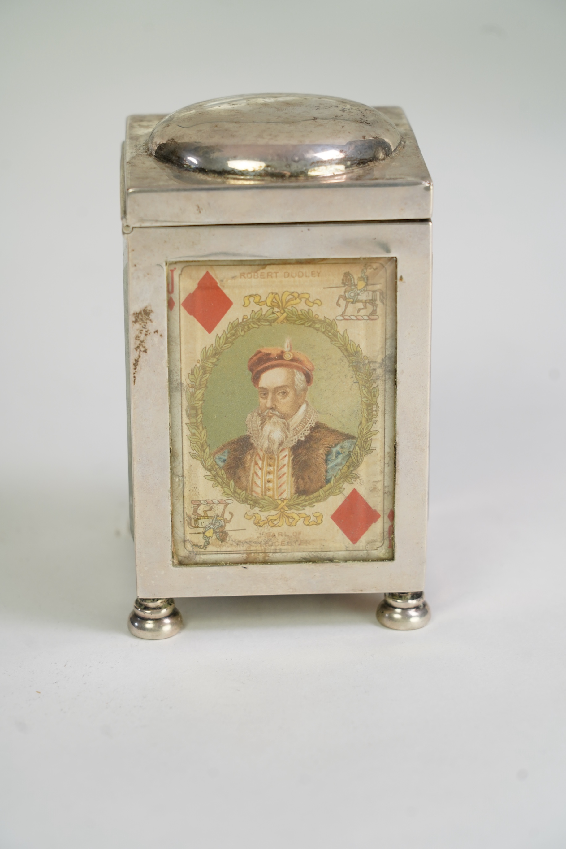 An Edwardian silver playing card box, with domed hinged cover, by William Neale Ltd